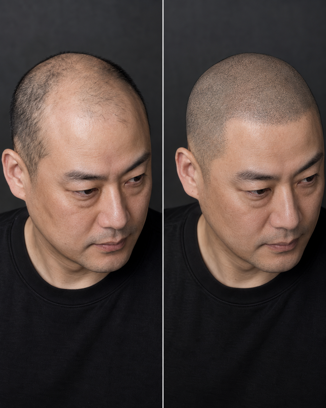 삭발형 SMP 전체 디자인 전후 비교 예시